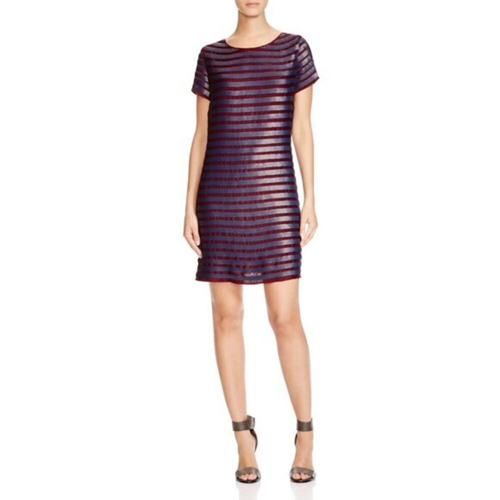 French Connection Sequin Striped Shift Cocktail Dress Above Knee Sz 6 NWT $298